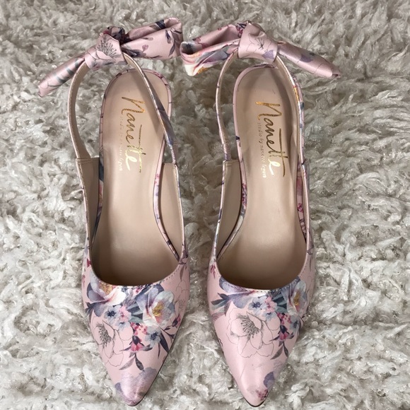 NANETTE LEPORE- FLORAL SLING BACK HEELS - Picture 2 of 10